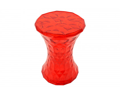 LeisureMod Clio Modern Diamond Shaped Side End Table - Transparent Red