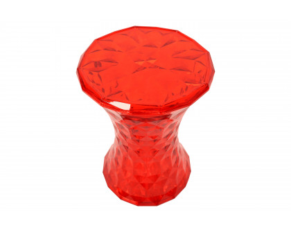 LeisureMod Clio Modern Diamond Shaped Side End Table - Transparent Red