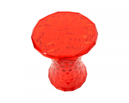 LeisureMod Clio Modern Diamond Shaped Side End Table - Transparent Red