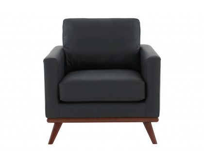 LeisureMod™ Chester Modern Leather Accent Arm Chair With Birch Wood Base - Black