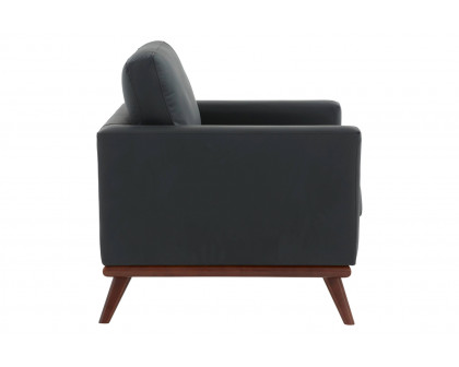 LeisureMod™ Chester Modern Leather Accent Arm Chair With Birch Wood Base - Black