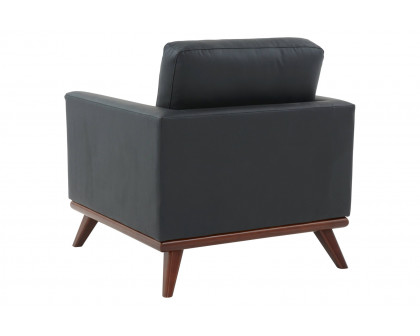 LeisureMod™ Chester Modern Leather Accent Arm Chair With Birch Wood Base - Black