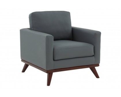 LeisureMod - Chester Modern Leather Accent Arm Chair With Birch Wood Base