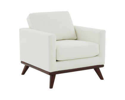 LeisureMod Chester Modern Leather Accent Arm Chair With Birch Wood Base