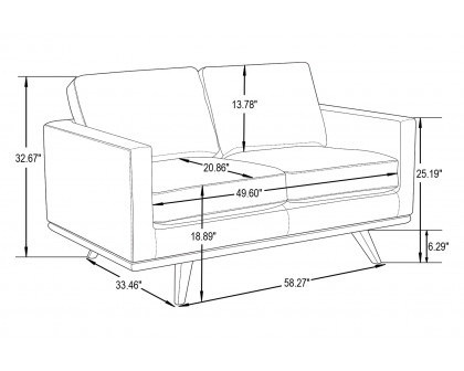 LeisureMod Chester Modern Leather Loveseat With Birch Wood Base - Black