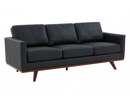 LeisureMod Chester Modern Leather Sofa With Birch Wood Base