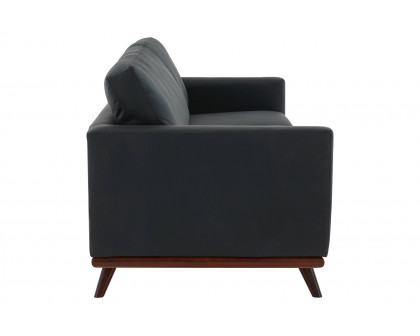 LeisureMod Chester Modern Leather Sofa With Birch Wood Base - Black