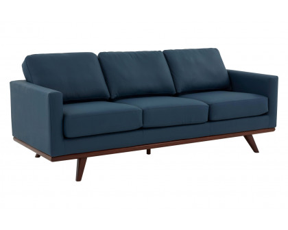 LeisureMod Chester Modern Leather Sofa With Birch Wood Base