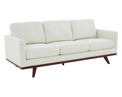 LeisureMod Chester Modern Leather Sofa With Birch Wood Base