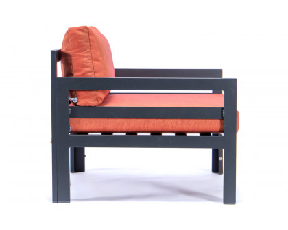 LeisureMod Chelsea Outdoor Patio Black Aluminum Armchairs with Cushions (Set Of 2) - Orange