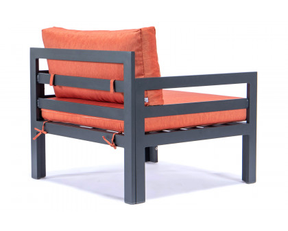 LeisureMod Chelsea Outdoor Patio Black Aluminum Armchairs with Cushions (Set Of 2) - Orange