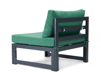 LeisureMod Chelsea 4-Piece Middle Patio Chairs Black Aluminum with Cushions - Green