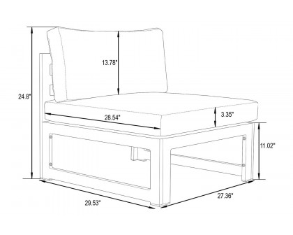 LeisureMod Chelsea 6-Piece Patio Sectional In Black Aluminum with Cushions - Green