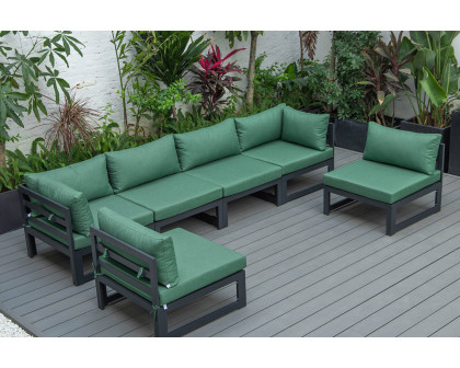 LeisureMod - Chelsea 6-Piece Patio Sectional In Black Aluminum with Cushions