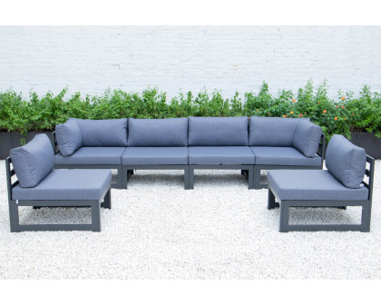 LeisureMod - Chelsea 6-Piece Patio Sectional In Black Aluminum with Cushions