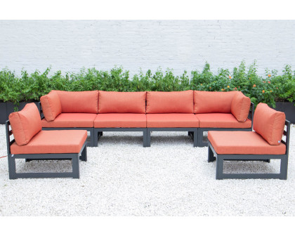 LeisureMod - Chelsea 6-Piece Patio Sectional In Black Aluminum with Cushions