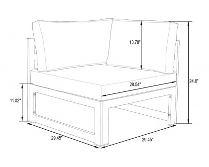 LeisureMod Chelsea 2-Piece Sectional Loveseat Black Aluminum with Cushions - Green