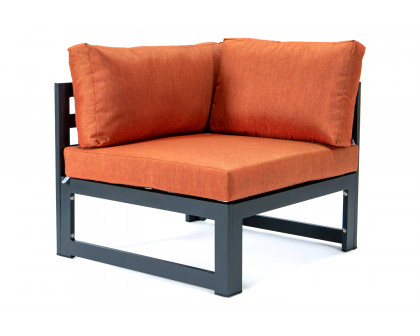 LeisureMod Chelsea 2-Piece Sectional Loveseat Black Aluminum with Cushions - Orange