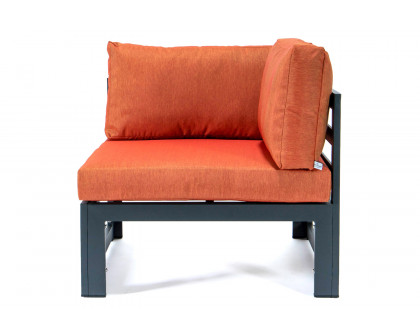 LeisureMod Chelsea 2-Piece Sectional Loveseat Black Aluminum with Cushions - Orange