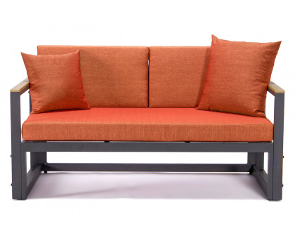 LeisureMod Chelsea Black Sectional with Adjustable Headrest and Coffee Table with Cushions - Orange