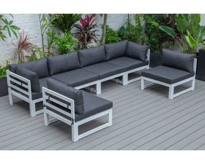 LeisureMod - Chelsea 6-Piece Patio Sectional In Black Aluminum with Cushions