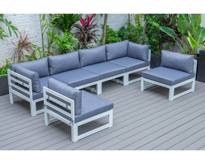 LeisureMod - Chelsea 6-Piece Patio Sectional In Black Aluminum with Cushions