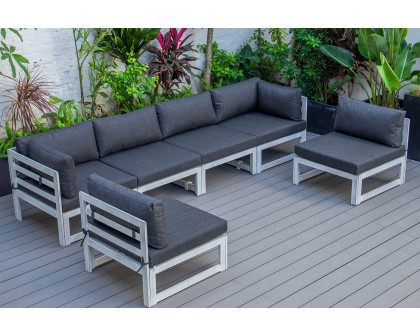 LeisureMod - Chelsea 6-Piece Patio Sectional In Black Aluminum with Cushions