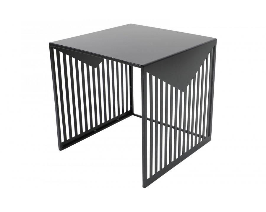 LeisureMod Cisco Modern Square Steel Side Table With Powder Coated Finish - Black