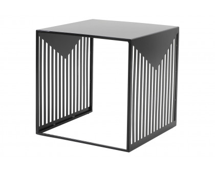 LeisureMod Cisco Modern Square Steel Side Table With Powder Coated Finish - Black