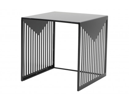 LeisureMod Cisco Modern Square Steel Side Table With Powder Coated Finish - Black