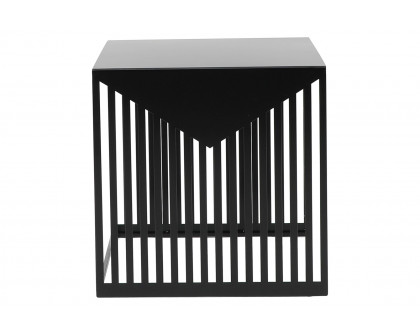 LeisureMod Cisco Modern Square Steel Side Table With Powder Coated Finish - Black