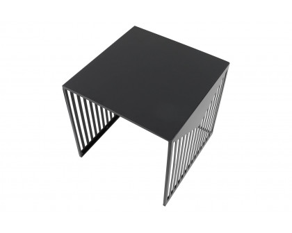 LeisureMod Cisco Modern Square Steel Side Table With Powder Coated Finish - Black