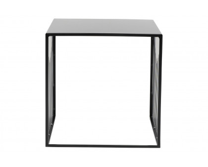 LeisureMod Cisco Modern Square Steel Side Table With Powder Coated Finish - Black