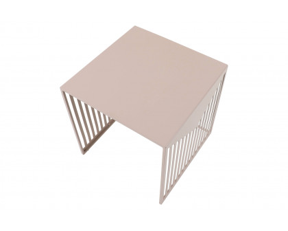 LeisureMod Cisco Modern Square Steel Side Table With Powder Coated Finish - Brown