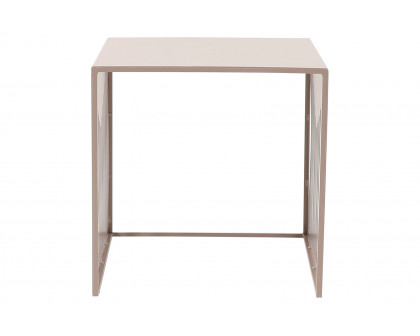 LeisureMod Cisco Modern Square Steel Side Table With Powder Coated Finish - Brown