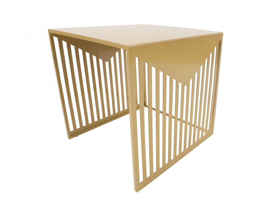 LeisureMod Cisco Modern Square Steel Side Table With Powder Coated Finish - Gold