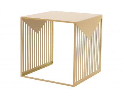 LeisureMod Cisco Modern Square Steel Side Table With Powder Coated Finish - Gold