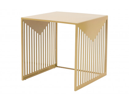 LeisureMod Cisco Modern Square Steel Side Table With Powder Coated Finish - Gold