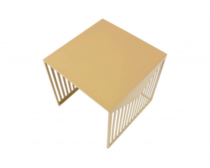 LeisureMod Cisco Modern Square Steel Side Table With Powder Coated Finish - Gold