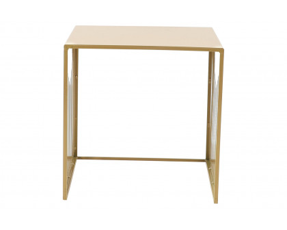 LeisureMod Cisco Modern Square Steel Side Table With Powder Coated Finish - Gold