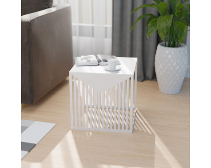 LeisureMod Cisco Modern Square Steel Side Table With Powder Coated Finish - White