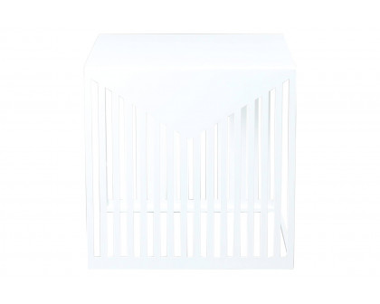 LeisureMod Cisco Modern Square Steel Side Table With Powder Coated Finish - White