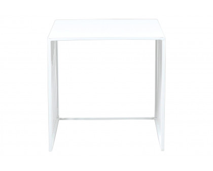 LeisureMod Cisco Modern Square Steel Side Table With Powder Coated Finish - White