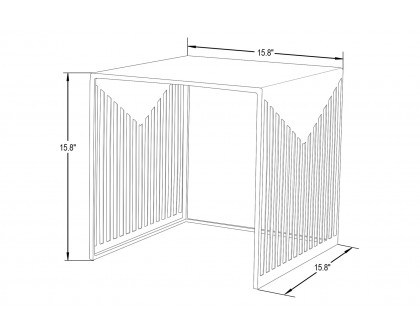 LeisureMod Cisco Modern Square Steel Side Table With Powder Coated Finish - White