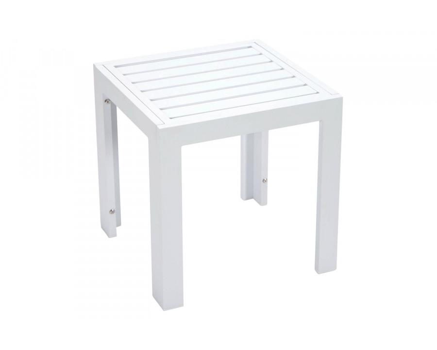 LeisureMod Chelsea Modern Aluminum Patio Side Table - White