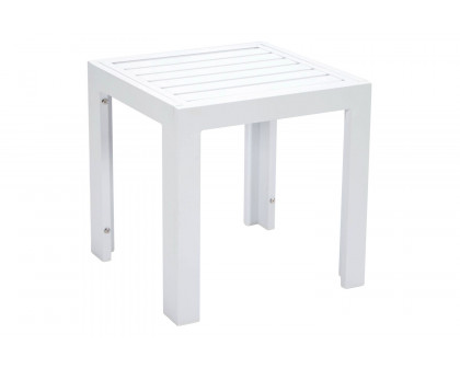 LeisureMod Chelsea Modern Aluminum Patio Side Table - White