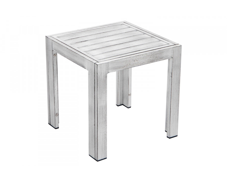 LeisureMod Chelsea Modern Aluminum Patio Side Table - Weathered/Gray