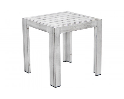 LeisureMod Chelsea Modern Aluminum Patio Side Table - Weathered/Gray