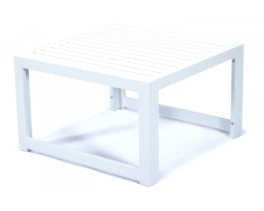 LeisureMod Chelsea Aluminum Patio Coffee Table - White