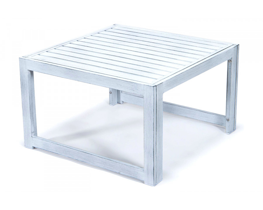 LeisureMod Chelsea Aluminum Patio Coffee Table - Weathered/Gray